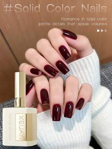 1 Bottle 40ml Vintage Bordeaux Red Nail Polish Gel, Semi-Permanent Nail Gel, Removable UV LED Nail Art Supplies, Nail Design DIY Decoration, Home Salon Gift For Women - Burgundy - View 3