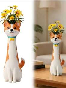 1 Stück kreative gepunktete Hund Figur, süße dekorative Vase für Wohnzimmer TV-Schrank, Eingangsbereich, Harz Material, modernes minimalistisches Design, vielseitig als Blumenvase oder Dekoration verwendbar, verleiht ein warmes und niedliches Ambiente zu Hause, geeignet als Geschenk oder für den Eigengebrauch - Vase - Übersicht 5