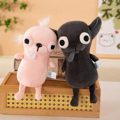 1pc New Chihuahua Plush Doll Doll, Cute Stuffed Animal Soft Fluffy Pink Plushie, Ideal For Home Decor, Sofa Decor, Party Decor, Birthday Gift, Suitable For Children's Day, Valentine's Day, Mother's Day, Easter, Halloween, Christmas And Other Holidays, Graduation Gift