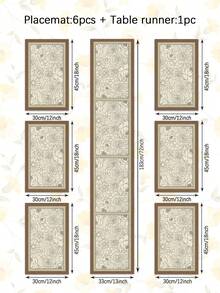 1/4/5/6/7pcs Floral Art Pattern Decor Set, Microwave Dust Cover, Protective Cover, Home Decor Set, Living Room Decor Set, Bedroom Decor Set, Dining Room Decor Set, Linen-Like Material, Multiple Sizes Available, Dining Room Decor, Dining Table Decor, Tablecloth, Fireplace Mantel Scarf, Placemats, Trivets, Home Decor - White - View 16