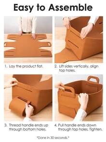 Storage Basket Felt Storage Bin, Foldable Felt Storage Basket, Large Storage Basket, Sundries Storage Basket, Office Item Storage Basket, Collapsible& Convenient Box Organizer With Carry Handles For Office Bedroom Closet Toys Laundry - 棕色 - 查看 6