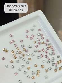 30颗闪亮锆石美甲贴，香槟色和银色迷你不对称造型美甲装饰，百搭优雅，适合秋冬季美甲 - 彩色 - 查看 5