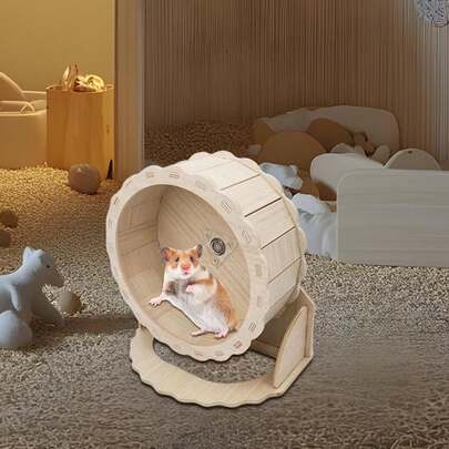 Wooden Hamster Exercise Wheel/Small Pet Running Wheel/Hamster Toy Supplies/Floor-Standing Hamster Wheel/2-In-1 Wall-Mounted + Upright/Quiet Hamster Wheel/Gerbil Hamster Wheel, Quiet Design, Anti-Slip Exercise Toy, Small Pet Activity Toy, Hamster Boredom Reliever, Waterproof And Mildew-Resistant, Easy To Clean