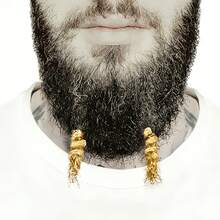 Wolf Whisker Beaded Coil - Viking Hair Jewelry Suitable For Beard, Hair And Long Braids - Gold - View 6