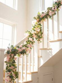 1pc Faux Colorful Easter Eucalyptus Wreath, Suitable For Spring & Summer Home Decor, Tabletop Decor, Wall Hanging, Indoor Decoration, Restaurant Decor - Pink - View 4