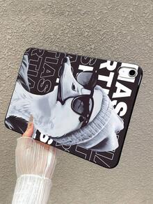 鸭子图案单件装酷炫哑光黑扁平保护壳，复古鸭子插画，戴着时尚眼镜/针织帽，街头风幽默设计，柔软TPU防刮材质，兼容iPad，时尚达人的绝佳礼物 - 黑色 - 查看 4