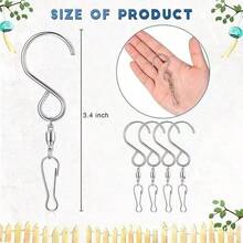 10 pièces/set Crochets rotatifs à 360°, pinces de suspension pivotantes en acier inoxydable - Crochets en forme de S montés au mur, rotatifs, convenant pour suspendre des carillons éoliens, des toupies éoliennes, des torsades de cristal - Installation facile, durable et résistant à la rouille, convenant pour la cuisine, la chambre, les outils de fête, les carillons éoliens extérieurs, les accessoires de décoration de la maison, design à la mode, structure robuste, décoration de jardin - brancher - Voir 3
