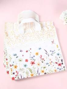 50pcs Floral Pattern Gift Bags, Large Size Practical Bags With Flower And Butterfly Patterns, Suitable For Birthday, Wedding, Baby Shower, Gender Reveal Party, Spring Theme Party, Can Be Used For Decoration, Storage, Gift Packaging, Home Holiday Party Decor, Indoor/Outdoor Decor, Party Supplies - Flowers - View 8
