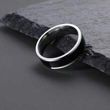 1pc Vintage Titanium Steel Ring For Men, Inner Diameter 1.8cm - Black - View 3