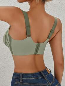 Two-Tone, With Back Clasp, Adjustable, Push-Up, Seamless, No Underwire, Comfortable, Bra - 黑色 - 查看 7