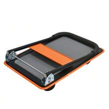 Flatbed Trolley, Platform Hand Truck With 150kg Load Capacity, 360-Degree Swivel Wheels, Foldable Trolley For Loading And Storage, Warehouse Yellow - Orange - View 10