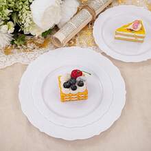 100 Pieces White Plastic Plates - White  Plates - Premium Hard Plastic  Plates For Wedding And Party Use Including 50 Dinner Plates 10 '' & 50 Dert Plates 7.5 '' Variant 1 - 白色 - 查看 6