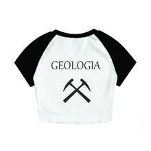 Cropped Raglan Feminino Tumblr blogueira Profissão Geologia feminina curta - Branco - Visão 1