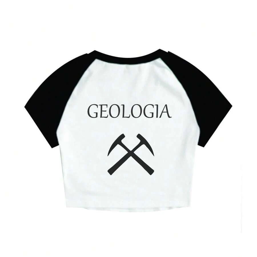 Cropped Raglan Feminino Tumblr blogueira Profissão Geologia feminina curta - Branco - Visão 1