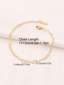 1pc Stainless Steel Heart Bracelet Fashion Simple Gold Color Statement Chain Bracelets Jewelry Gift For Women - Bracelet - View 5