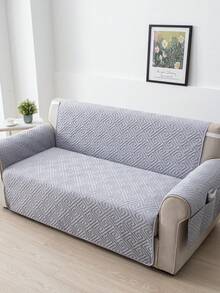 1pc Durable Sofa Cover, Easy To Clean, Pet-Friendly Sofa Protector, Diamond Quilted Design, Fits 1/2/3 Seater, All Season Breathable, Modern Sofa Slipcover With Side Pockets - Light Grey - View 5