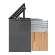Storage Box With Hinged Lid, Ventilation Opening With Mesh, With Lock And Two Doors. - Gray 1 - View 6