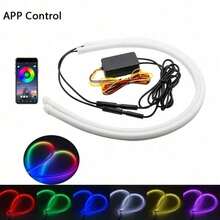 2 dải đèn LED RGB linh hoạt 12V cho đèn pha ô tô, đèn chạy ban ngày tự động, điều khiển bằng ứng dụng/từ xa, đèn xi nhan nhấp nháy, dài 60cm - Điều khiển ứng dụng - Xem 1