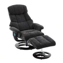 Comfortable Reclining Armchair 025 With Massage And Heating Functions, Tilt And Footrest, 360° Swivel, White Chenille Upholstery. Original Reference: W2087P294007 - C - View 6