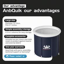 ANBQUIK 79 Gal Ice Bath Tub For Athletes With Lid, Multiple Layered Portable Cold Plunge Tub For Recovery, Foldable Ice Bath With Thermometer & Inflatable Cushion For Home, Gyms, Outdoor Cold Water Therapy - A - View 4