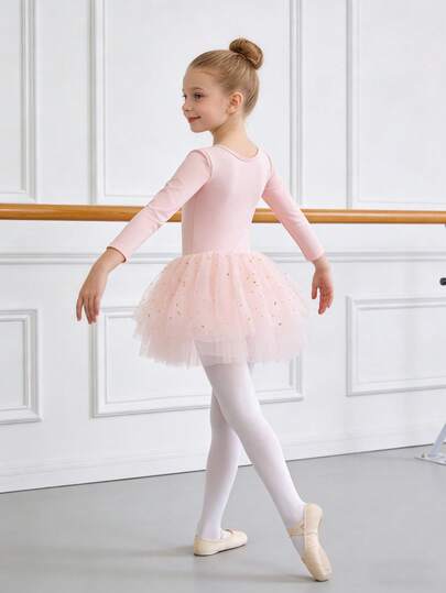 Váy múa ba lê cho bé gái, váy liền thân tay dài, trang phục biểu diễn ba lê cho trẻ em, thích hợp cho các dịp quan trọng, lễ hội, tiệc sinh nhật, sự kiện.