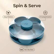 1pc Split Type Rotating And Snack Tray, Rotatable Partitioned Snack Drag Tray, Rotatable Partitioned Fruit Platter, Suitable For Placing Trays In The Living Room - Multicolor - View 9