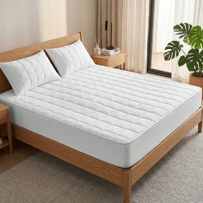 1 bộ ga trải giường chần bông chống thấm nước, bảo vệ nệm thân thiện với da - Chống rò rỉ, phù hợp với nệm dày 5.9-9 inch, không bao gồm vỏ gối, chống bụi, phù hợp với nệm cỡ Twin/Queen/King, quà tặng ngày lễ lý tưởng, trang trí phòng ngủ, có thể giặt máy.