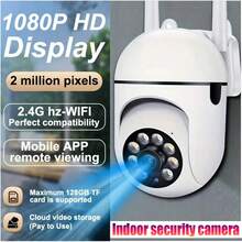 1 pieza Cámara de inteligente 1080P, Cámara de interior de visión panorámica de 360°, Cámara para mascotas con WiFi de 2.4GHz, audio bidireccional, seguimiento de movimiento, visión nocturna, cámara de vigilancia doméstica - Blanco - Ver 3