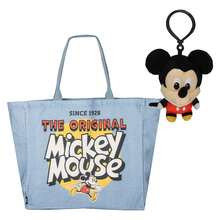 CERDÁ LIFE'S LITTLE MOMENTS Túi mua sắm Disney XL Mickey Mouse + Móc khóa túi, Túi lớn chính hãng Disney, Phụ kiện dành cho người hâm mộ - Xanh đậm - Xem 1