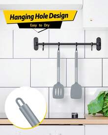 Pack Of 2 Silicone Solid Turner, Non Stick Slotted Kitchen Spatulas, High Heat Resistant Cooking Utensils, Ideal Cookware For Fish, Eggs, Pancakes - Gray - View 6