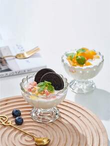 4pcs Glass Dessert Bowl - 5 Oz Mini Glass Ice Cream Cup With Base, Tulip Ice Cream Cup With Base, Small Vintage Glass Parfait Cup, Suitable For Desserts, Sundaes, Fruits, Puddings, Ice Cream, Salads, Cocktails, Condiments, English Fruitcake - Transparent - View 6