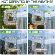 Window Bird Feeder With 4 Extra Powerful Suction Cups, Large Clear Bird Feeders For Outside With Double Seed Tray, Bird Watching For Cats, Easy To Install And Wash For Viewing & Garden Decor - / - View 7
