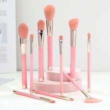 Bộ cọ trang điểm bầu trời sao 10 món, gồm cọ má hồng, cọ nền, cọ kẻ lông mày, cọ phấn mắt, dụng cụ trang điểm dành cho người mới bắt đầu. - Hồng - Xem 6