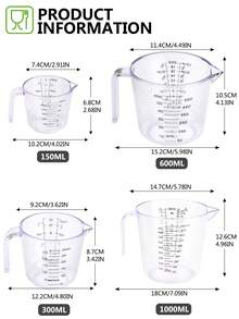 Cốc đong chất lỏng bằng nhựa 600ml/300ml/150ml, cốc đong đa năng dùng trong làm bánh và nấu nướng, dụng cụ nhà bếp thiết yếu. - Trong sáng - Xem 9