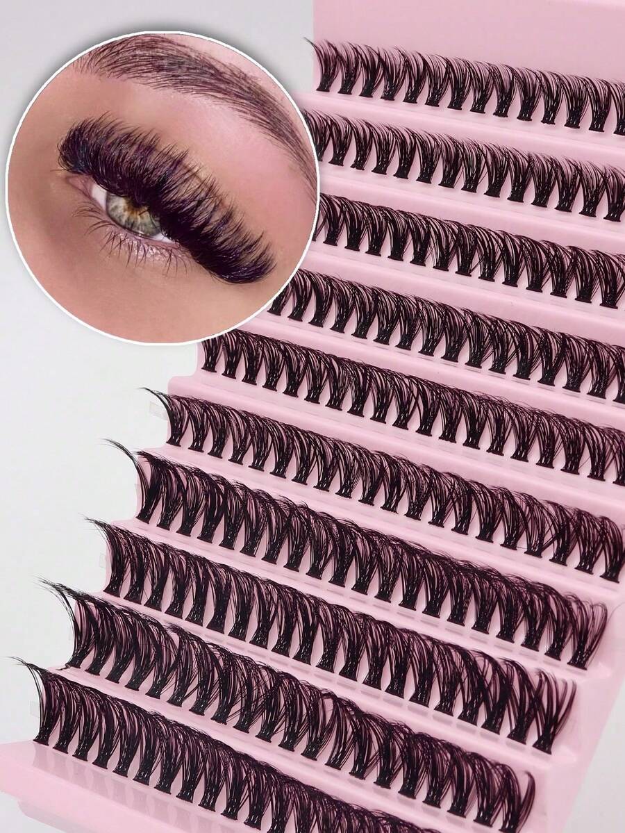 40D/40D*2 200 Pcs Cluster Lashes 8mm-16mm D Curl Grafting Individual Volume Eyelash Extension Makeup Tool, DIY At Home For Natural, Dramatic Look False Eyelashes - D - View 1