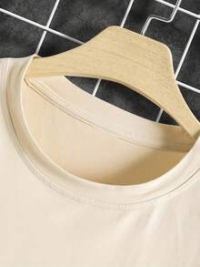 Summer Topssummer Tops[Casual Versatile T-Shirt] Casual Versatile T-Shirt| Letter & Landscape Print| Round Neck Short Sleeve Summer Door SportsLoose A - 杏色 - 查看 3