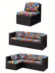 户外花园露台沙发垫套，四季通用弹性沙发垫套，防水耐磨露台家具罩，印花户外沙发垫套，别墅花园印花沙发垫套，耐用易清洁户外座椅垫套，藤编沙发通用家具保护罩，适用于露台和花园 - 彩色 - 查看 7