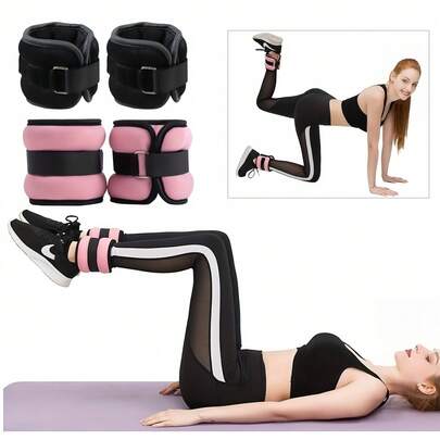 2pcs Strength Training Equipment - Wrist & Ankle Weighted Sandbags, Suitable For Home/Gym Training, Adjustable Strap Design, Ideal For Gymnastics, Aerobics, And Various Strength Training, Durable Oxford Fabric, Black/Pink, Great Gift For Fitness Enthusiasts