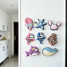 4/8pcs Cartoon Ocean Animal Fridge Magnets, Personalized Fridge Stickers, Soft PVC Material, Perfect For Office Whiteboard, Storage Cabinet And Dishwasher, Kitchen Decor, Home Decor, Holiday Occasions - Multicolor - View 6