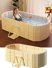 Ortable Bathtub Ice Bath Tub - Foldable Collapsible Bathtub For Adult, 47"Lx22"Wx20"/59"Lx22"Wx20" Roomy Size, Hot SPA Cold Plunge Tub Freestanding Bathtub White - White - View 1