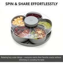 1pc Split Type Rotating And Snack Tray, Rotatable Partitioned Snack Drag Tray, Rotatable Partitioned Fruit Platter, Suitable For Placing Trays In The Living Room - Multicolor - View 11
