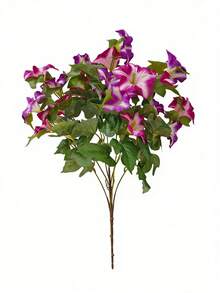 MEHELANY 2/1 pieza Flor de trompeta de seda artificial púrpura, adecuada para decoración exterior, floral realista duradero, aplicable para jardín interior/exterior del hogar, balcón, patio, porche, decoración realista para el hogar, jardín, arco de boda al aire libre, arreglo de jardín de mesa, fiesta en el patio - Rosa roja - Ver 6