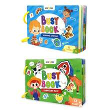 beartale 1 Libro interactivo para niños, incluye cuaderno de actividades, tarjetas flash sensoriales educativas, juguetes Montessori, que cubren temas como el Body, las emociones, la comida, los vehículos, los animales de granja, el espacio, ayuda a desarrollar habilidades cognitivas, juguete preescolar, juguete de viaje, regalo para niñas, niños, útiles escolares, materiales de aprendizaje, adecuado para verano/vuelta al colegio - Multicolor - Ver 22