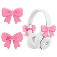 2pcs Pink Bow Decor Earphone Accessories, Cute Printed Bow Fashionable Earphone Attachments, Christmas Gift For Gamer Girls - Multicolor - View 13
