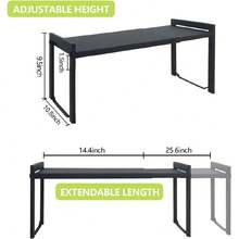 Expandable Cabinet Shelf 13.8~26 Inch (L), Stackable Kitchen Shelf Organizer, Countertop Storage Pantry Rack, Durable Metal Sink (Black L), 44579759 - 紅木色 - 查看 2