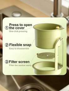 Hanging Funnel Basket For Kitchen Sink, Multifunctional Tool For Draining Food Ingredients. Adopts Press-To-Tilt Mechanism With Self-Cleaning Function, Suitable For Corner Sinks To Effectively Filter Waste. - Multicolor - View 8