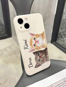 1pc Customized Photo Cutout Phone Case, Personalized Couple Phone Cover, Customize Your Own Phone Case, Portrait Phone Case, Anniversary Gift, Valentine's Day Gift, Birthday Gift, Wedding Gift, Mother's Day Gift, Father's Day Gift, Best Friend Gift, Gift For Mom/Dad, Gift For Boyfriend, Gift For Girlfriend, Suitable Compatible With Iphone 17, S26, A5, Honor 400 Lite, Transsion, And Various Phone Models - Apricot - View 2