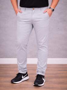 Men's Plus Size Tailored Twill Trousers With Cotton And Elastane, Assorted Colors - 冰 - 查看 10