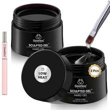 Beetles 2 Pcs Low Heat Hard Gel Kit, Mint Sheer Clear 9 In 1 Apex Building Sculpting Gel, High Hardness Nail Extension Gel, Salon Professional UV LED Cured Manicure Supplies - 2 Pcs Nail Extension - 查看 1