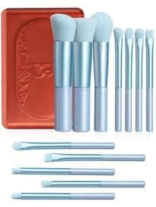 Bộ cọ trang điểm cầm tay BS-MALL 12 món màu xanh dương, dụng cụ trang điểm tiết kiệm không gian. - Màu xanh lam - Xem 7